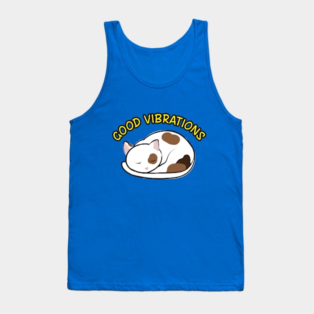 Purrs are Good Vibrations Tank Top by LittleBearArt